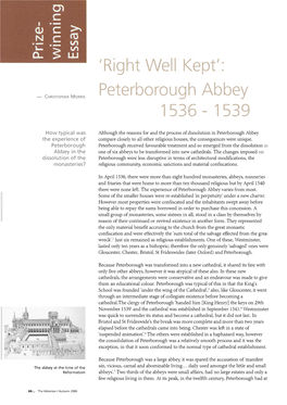 'Right Well Kept': Peterborough Abbey 1536