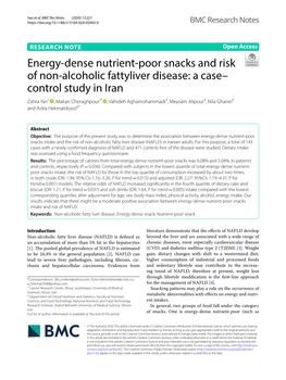 Energy-Dense Nutrient-Poor Snacks and Risk of Non-Alcoholic Fattyliver