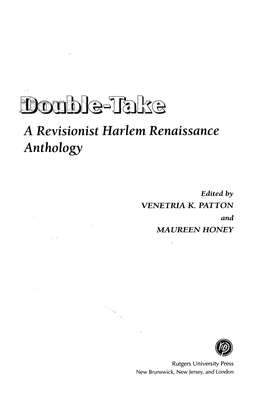 A Revisionist Harlem Renaissance Anthology