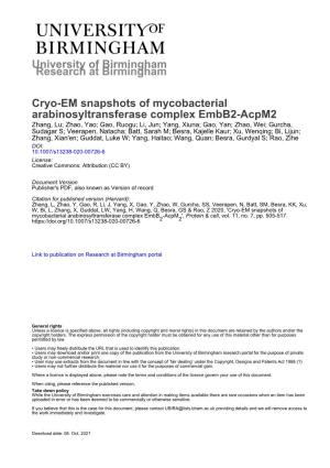 Cryo-EM Snapshots of Mycobacterial Arabinosyltransferase