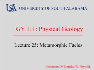 Lecture 25: Metamorphic Facies Last Time