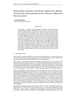Sentations for Low Resource Neural Machine Translation