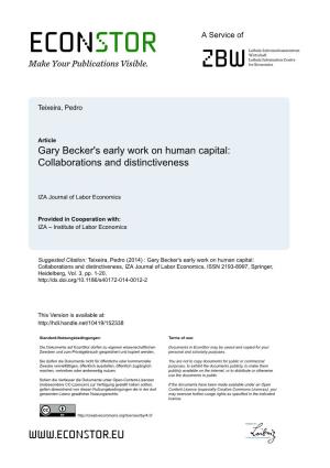 Gary Becker's Early Work on Human Capital: Collaborations and Distinctiveness