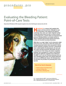 Evaluating the Bleeding Patient: Point-Of-Care Tests