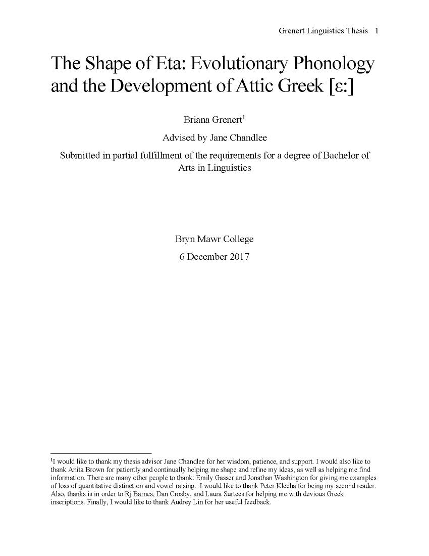 Evolutionary Phonology and the Development of Attic Greek