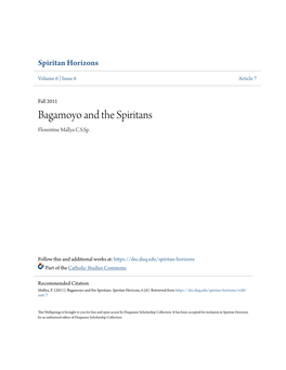 Bagamoyo and the Spiritans Florentine Mallya C.S.Sp