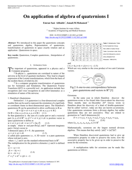 On Application of Algebra of Quaternions I