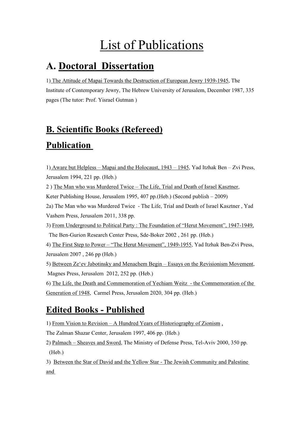 List of Publications A