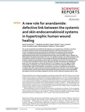 A New Role for Anandamide: Defective Link Between the Systemic and Skin Endocannabinoid Systems in Hypertrophic Human Wound Healing Inês B