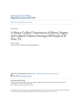 Experiences of Silence, Stigma and Cultural Violence Among LGB People in El Paso, TX