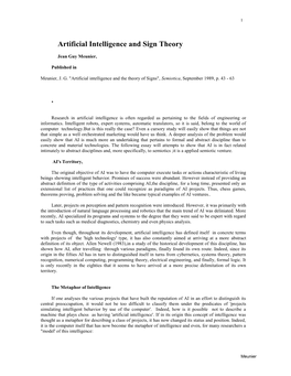 Artificial Intelligence and Sign Theory