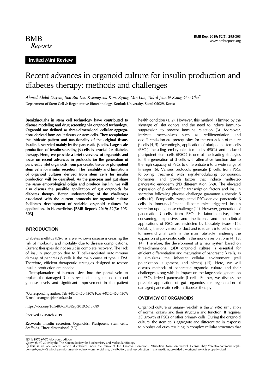 Recent Advances in Organoid Culture for Insulin Production and Diabetes Therapy: Methods and Challenges