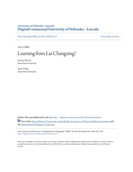 Learning from Lai Changxing? Jeremy Brown Simon Fraser University