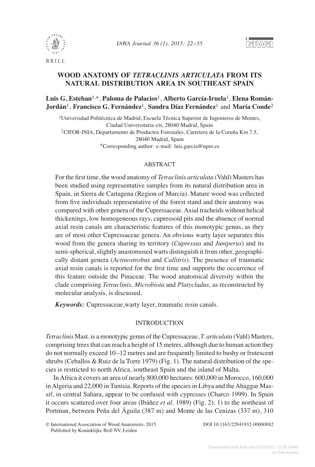 Downloaded from Brill.Com10/07/2021 12:26:39AM Via Free Access Esteban Et Al