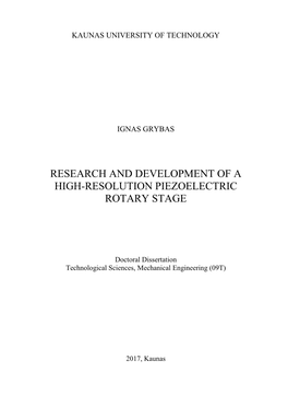 Research and Development of a High-Resolution Piezoelectric Rotary Stage