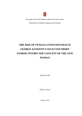 The Rise of Female Consciousness in George Egerton’S Selected Short Stories Within the Concept of the New Woman