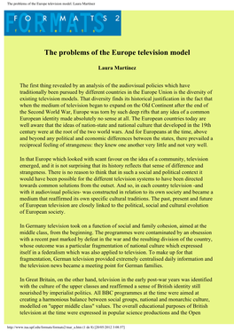 The Problems of the Europe Television Model. Laura Martínez