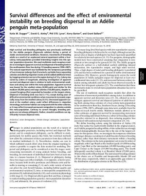 Survival Differences and the Effect of Environmental Instability on Breeding Dispersal in an Adélie Penguin Meta-Population