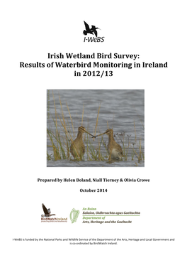 Irish Wetland Bird Survey: Results of Waterbird Monitoring in Ireland in 2012/13