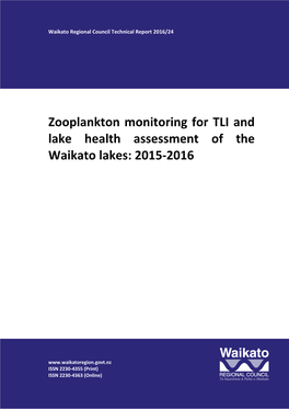 Zooplankton Monitoring for TLI and Lake Health Assessment of the Waikato Lakes: 2015-2016