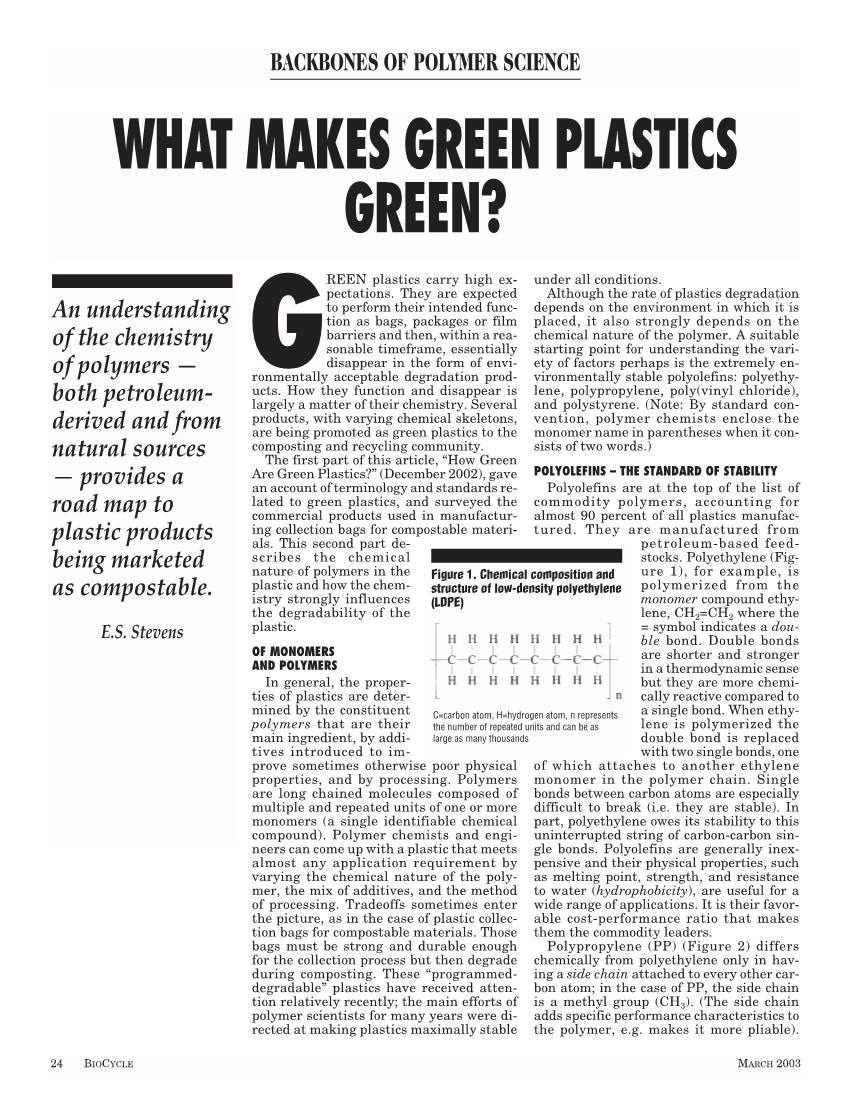 What Makes Green Plastics Green?