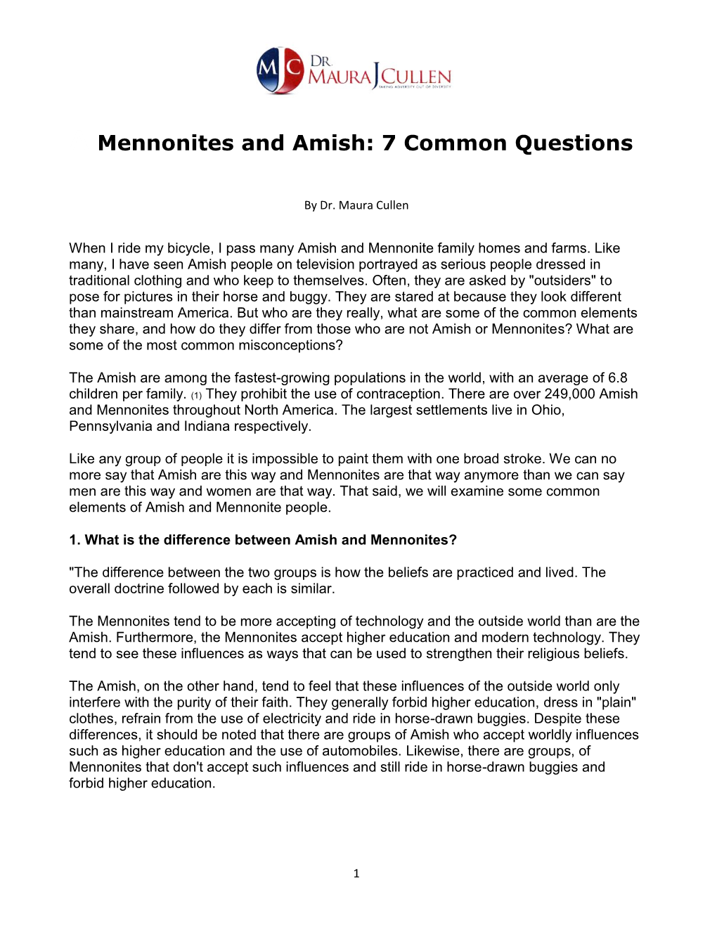Mennonites and Amish 7 Common Questions