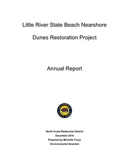 Little River State Beach Nearshore Dunes Restoration Project Annual