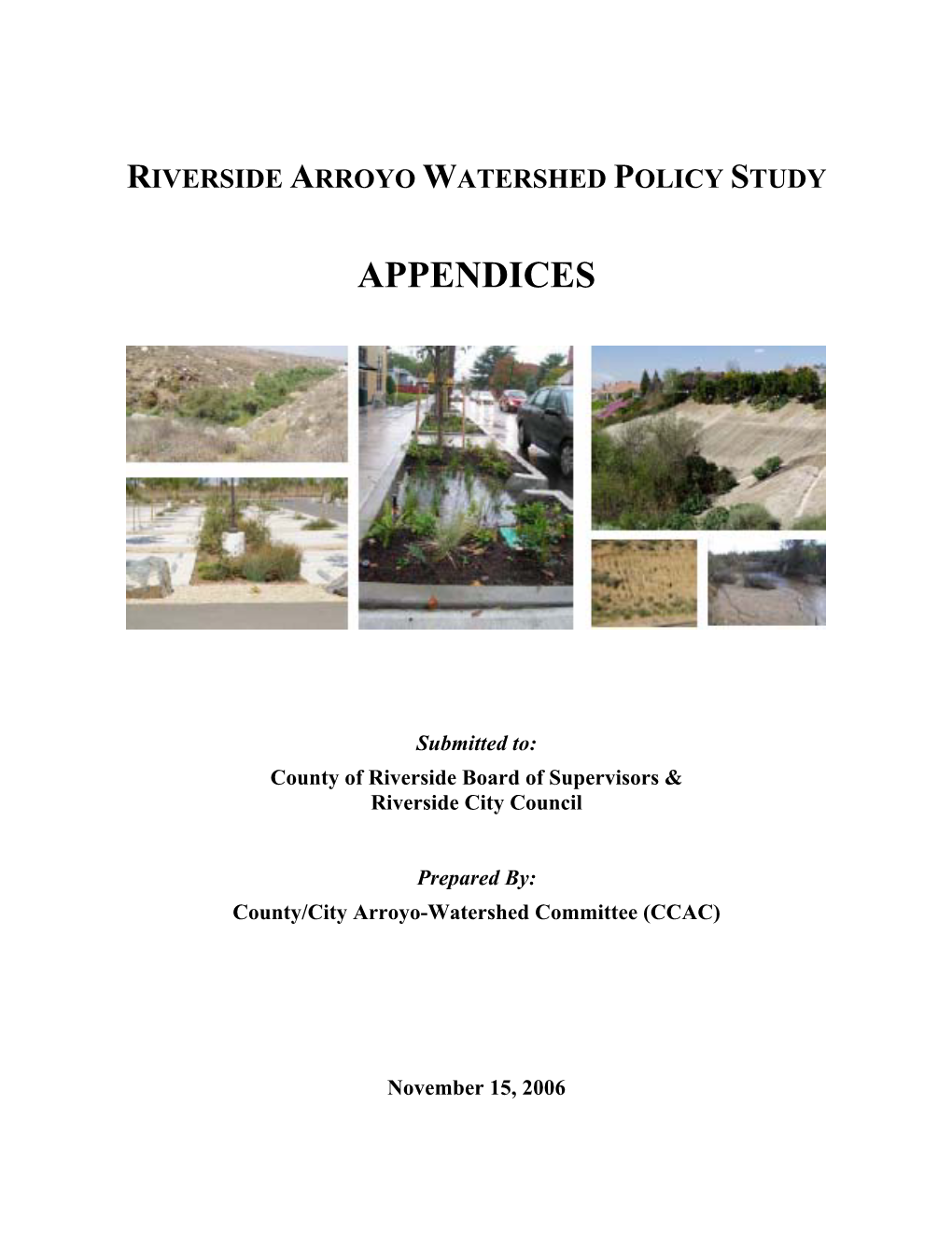 Riverside Arroyo Watershed Policy Study Appendices