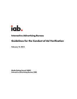 Guidelines for the Conduct of Ad Verification