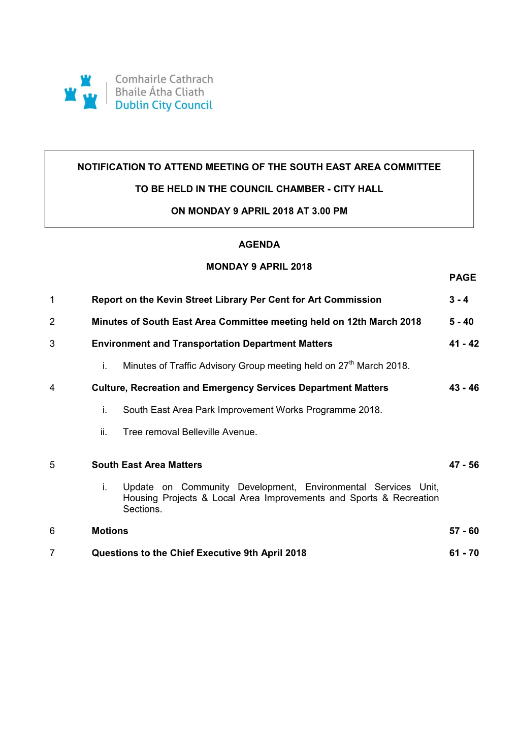 (Public Pack)Agenda Document for South East Area Committee, 09/04