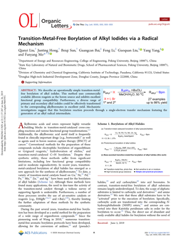 Transition-Metal-Free Borylation of Alkyl Iodides Via a Radical