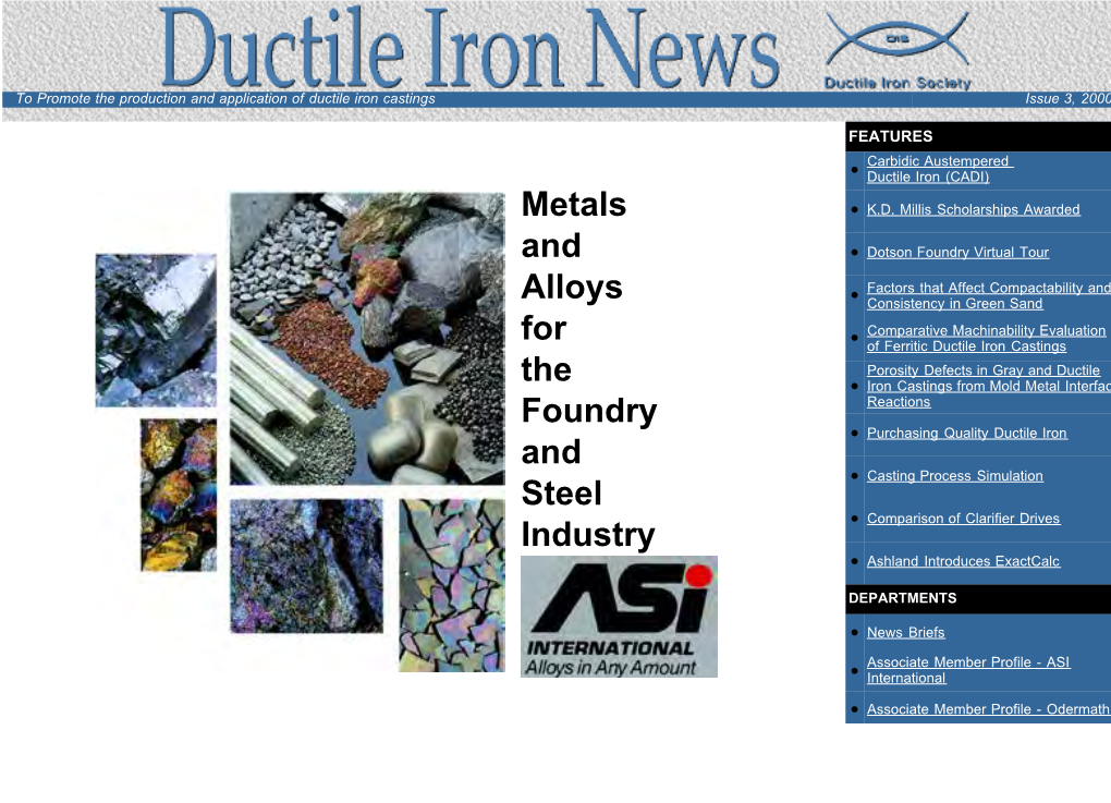 Metals and Alloys for the Foundry and Steel Industry