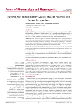 Natural Anti-Inflammatory Agents: Recent Progress and Future Perspectives