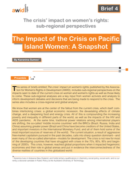 The Impact of the Crisis on Pacific Island Women: a Snapshot