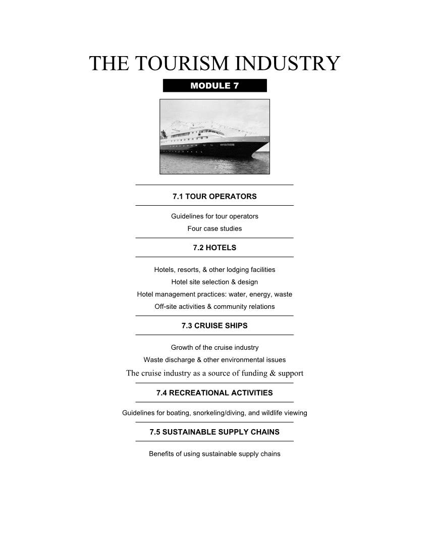 The Tourism Industry Module 7