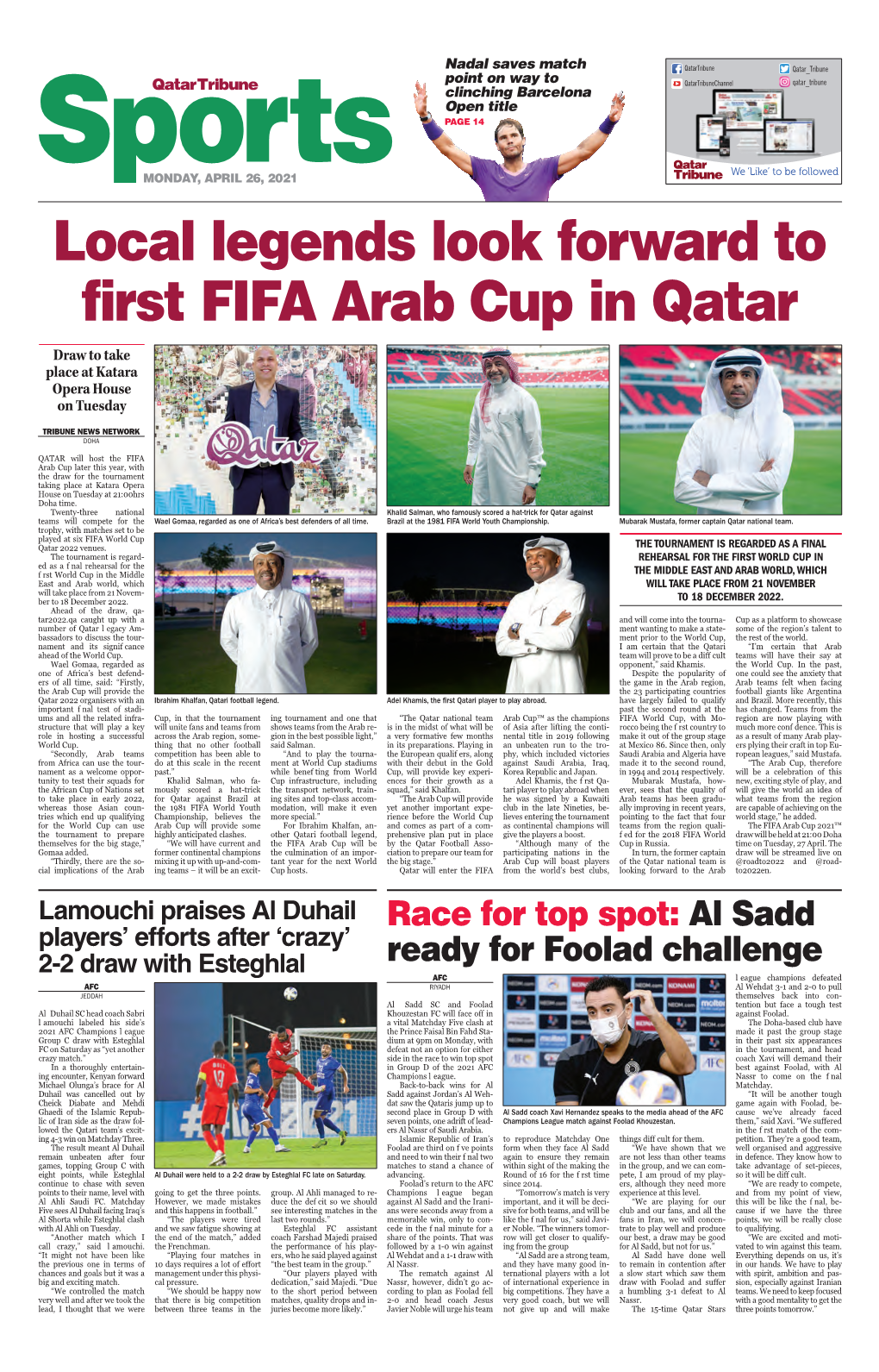 Local Legends Look Forward to First FIFA Arab Cup in Qatar Draw to Take Place at Katara Opera House on Tuesday
