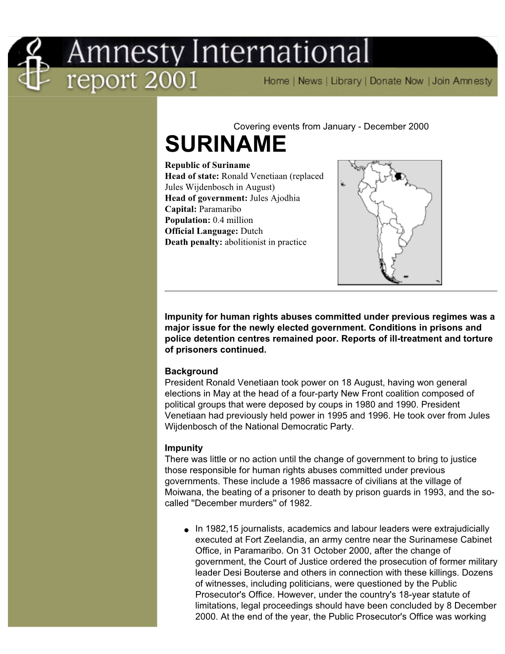 Amnesty International Report 2001