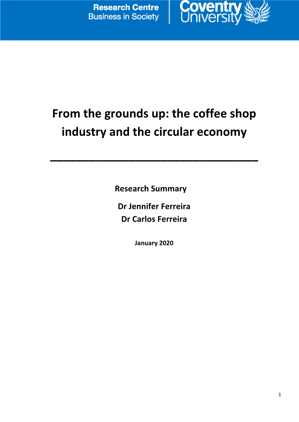 The Coffee Shop Industry and the Circular Economy ______