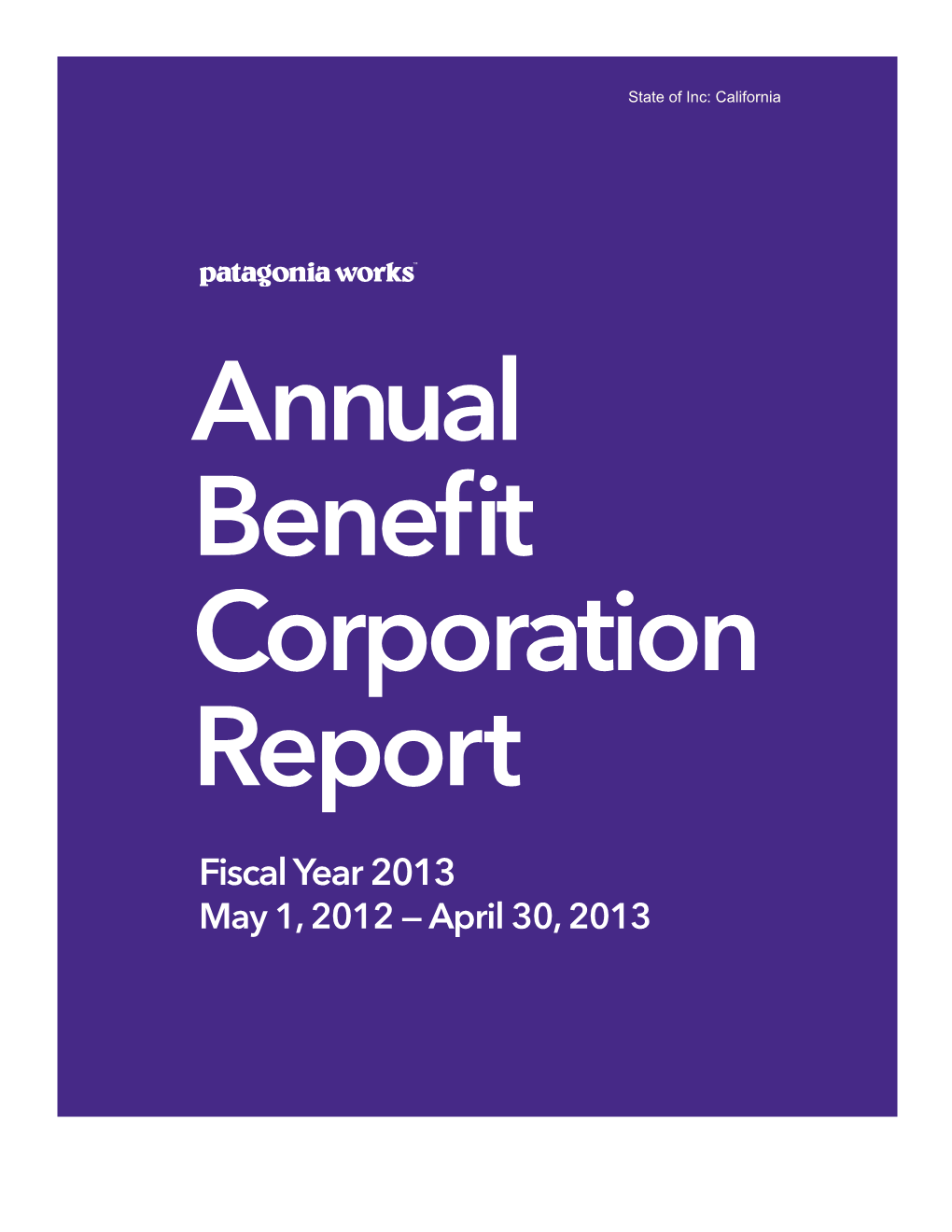 Fiscal Year 2013 May 1, 2012 — April 30, 2013 Table of Contents