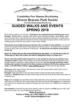 Guided Walks and Events Spring 2018