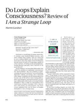 Do Loops Explain Consciousness? Review of I Am a Strange Loop Martin Gardner