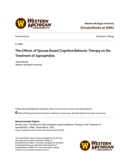 The Effects of Spouse-Based Cognitive-Behavior Therapy on the Treatment of Agoraphobia