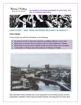 WHS Suffrage Scotland – Paisley Case Study