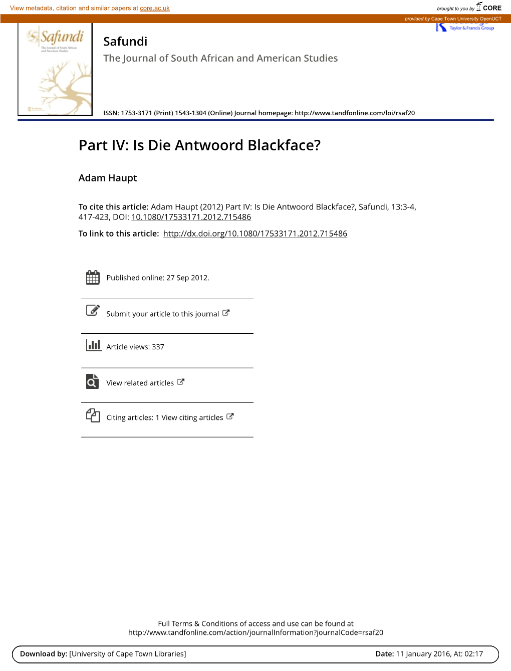 Is Die Antwoord Blackface?
