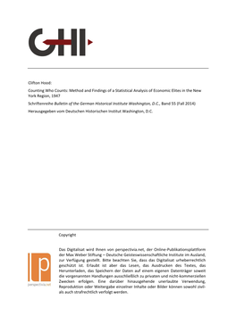 Clifton Hood: Counting Who Counts: Method and Findings of a Statistical