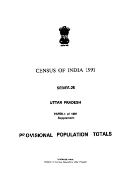 Provisional Population Totals, Series-25, Uttar Pradesh