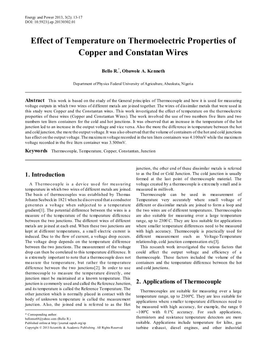 Thermocouple, Temperature, Copper, Constantan, Junction