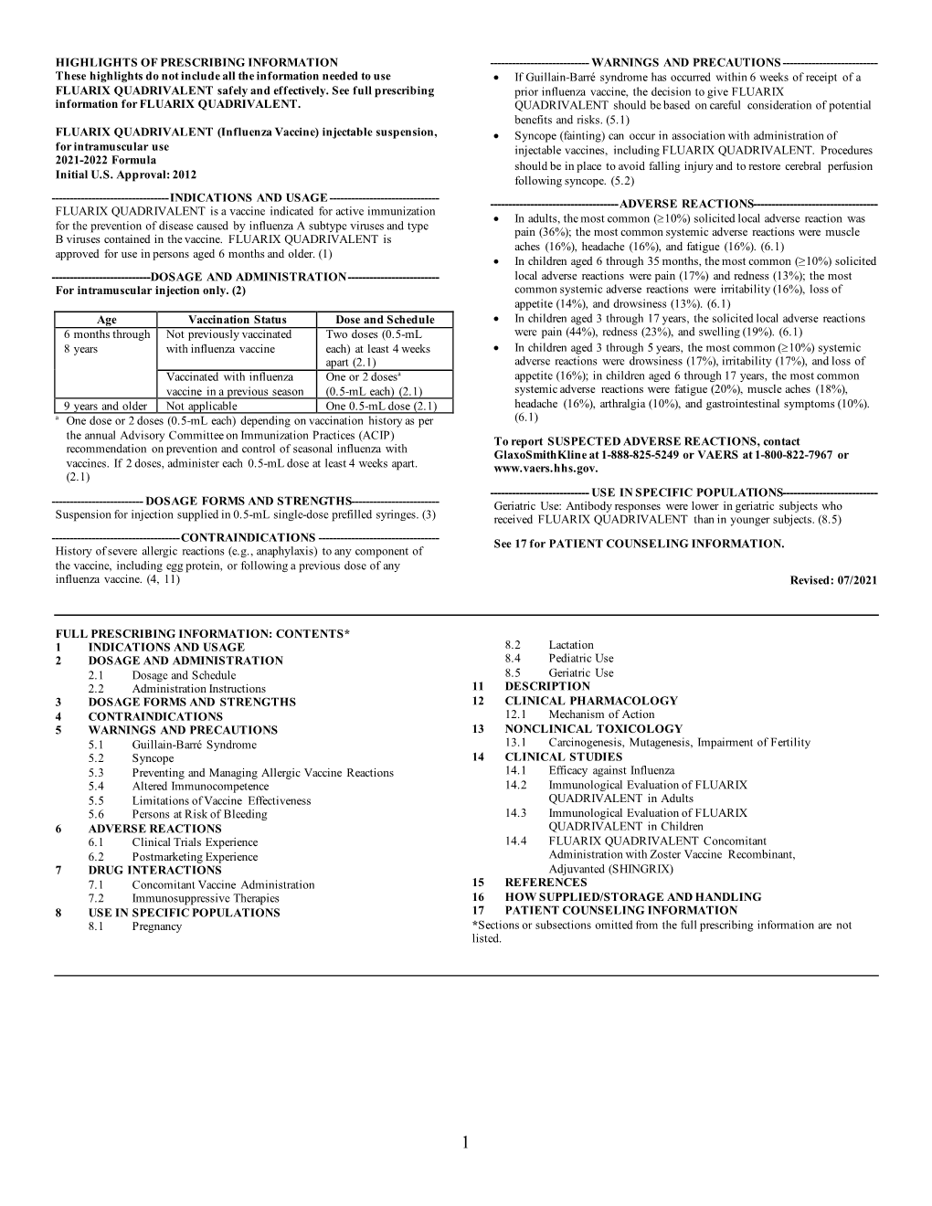 FLUARIX QUADRIVALENT Safely and Effectively