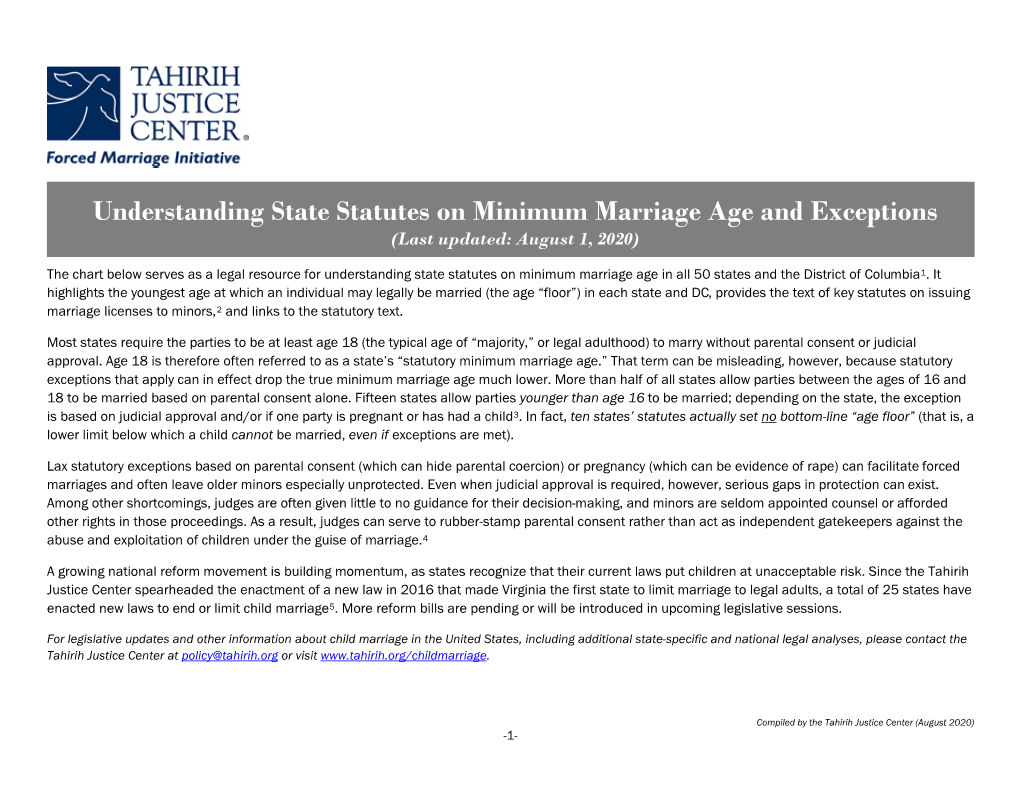 Understanding State Statutes on Minimum Marriage Age and Exceptions