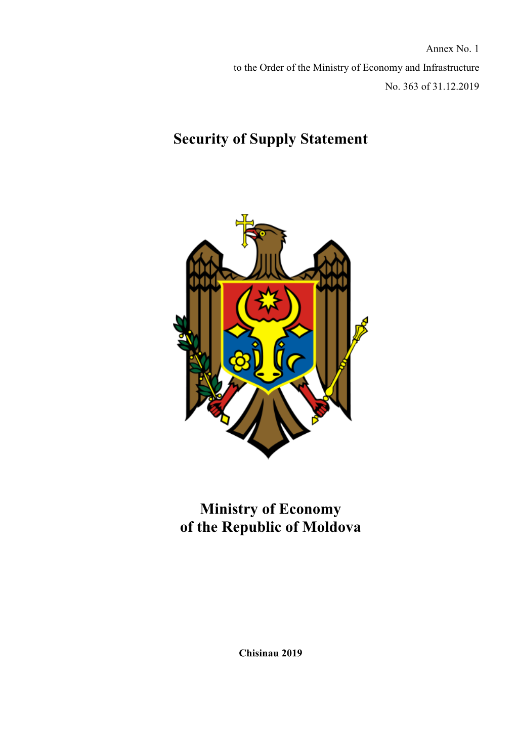 Security of Supply Statement Ministry of Economy of the Republic Of